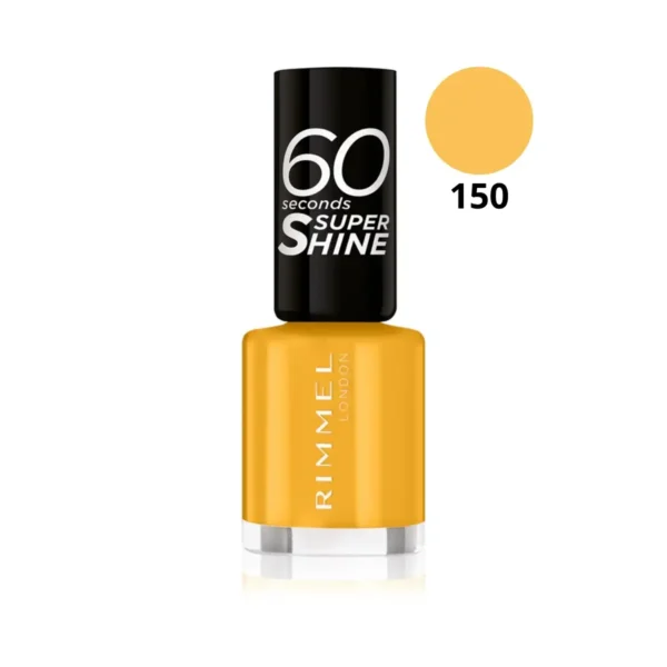 Vernis Rimmel London 60 Seconds Super Shine, séchage ultra rapide en 1 minute, couleur intense et brillance, disponible chez Cosminty Réunion (974)