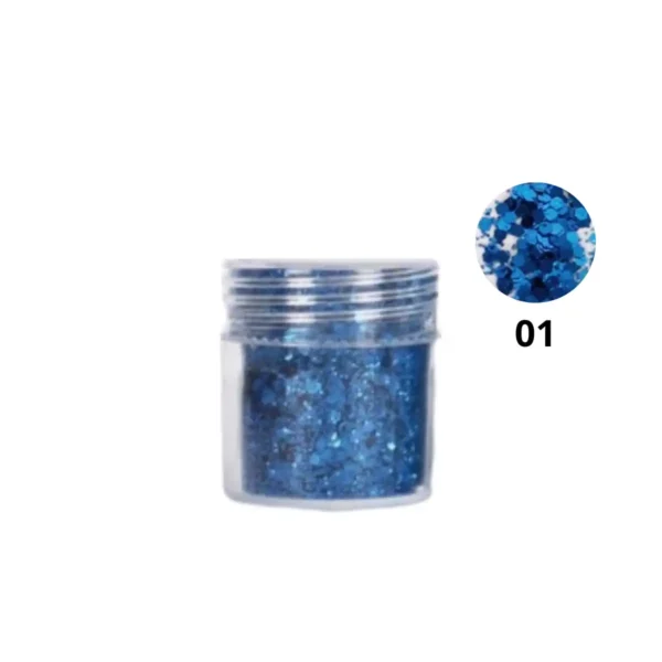 Pot de paillettes nail art ultra-brillantes Cosminty, reflets holographiques pour décoration d'ongles, matériel professionnel disponible à La Réunion (974).