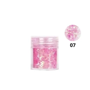 Pot de paillettes nail art ultra-brillantes Cosminty, reflets holographiques pour décoration d'ongles, matériel professionnel disponible à La Réunion (974).