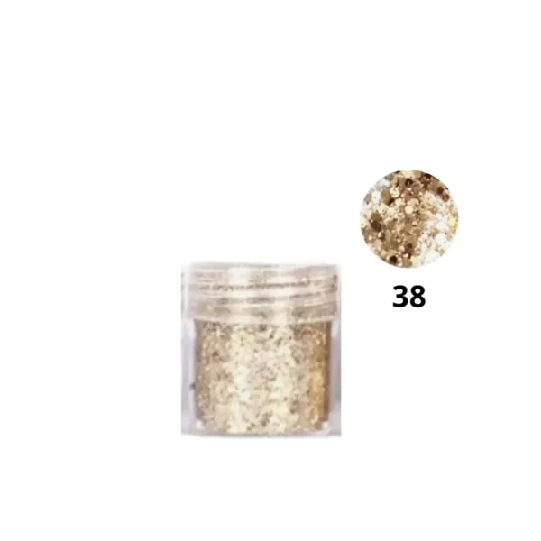 Pot de paillettes nail art ultra-brillantes Cosminty, reflets holographiques pour décoration d'ongles, matériel professionnel disponible à La Réunion (974).