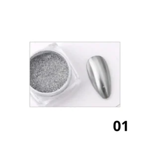 Pot de poudre chrome effet miroir Cosminty, pigment haute brillance pour nail art professionnel, matériel onglerie disponible à La Réunion (974)