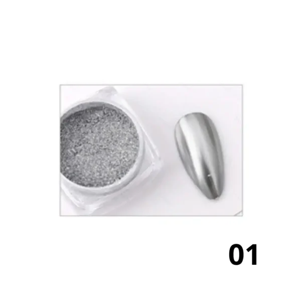 Pot de poudre chrome effet miroir Cosminty, pigment haute brillance pour nail art professionnel, matériel onglerie disponible à La Réunion (974)