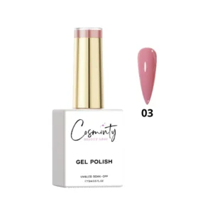 Flacon de vernis semi-permanent professionnel Cosminty, haute pigmentation et tenue 3 semaines, disponible en livraison rapide à La Réunion.