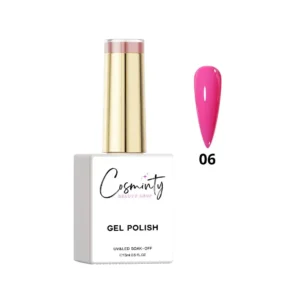 Flacon de vernis semi-permanent professionnel Cosminty, haute pigmentation et tenue 3 semaines, disponible en livraison rapide à La Réunion.