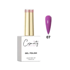 Flacon de vernis semi-permanent professionnel Cosminty, haute pigmentation et tenue 3 semaines, disponible en livraison rapide à La Réunion.