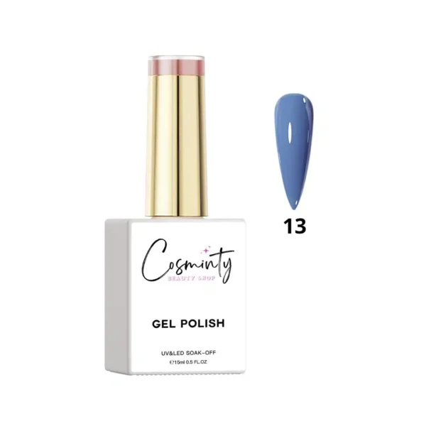 Flacon de vernis semi-permanent professionnel Cosminty, haute pigmentation et tenue 3 semaines, disponible en livraison rapide à La Réunion.