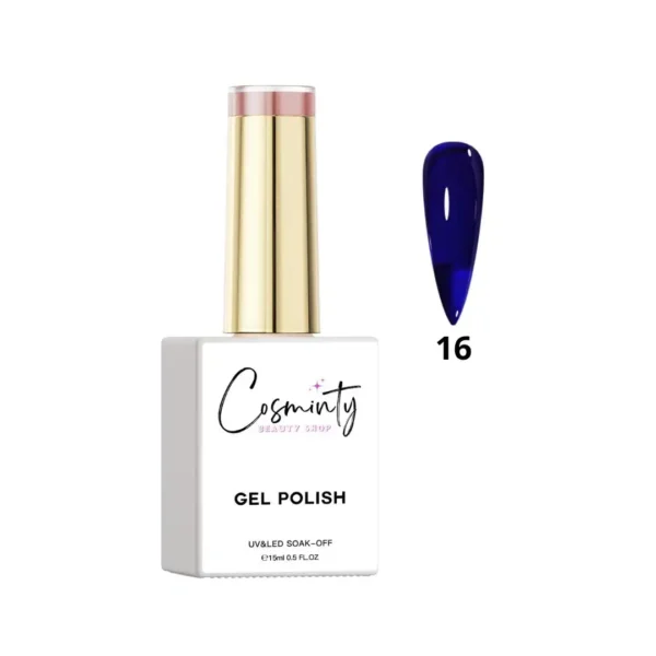 Flacon de vernis semi-permanent professionnel Cosminty, haute pigmentation et tenue 3 semaines, disponible en livraison rapide à La Réunion.