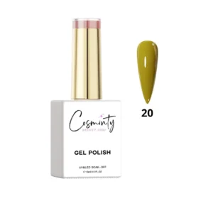 Flacon de vernis semi-permanent professionnel Cosminty, haute pigmentation et tenue 3 semaines, disponible en livraison rapide à La Réunion.