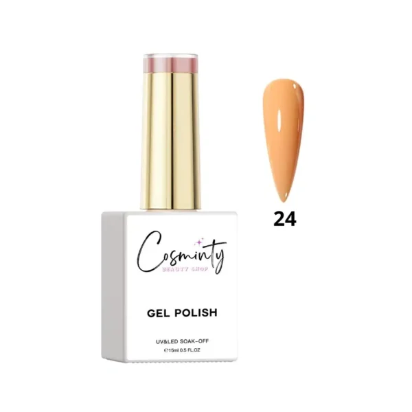 Flacon de vernis semi-permanent professionnel Cosminty, haute pigmentation et tenue 3 semaines, disponible en livraison rapide à La Réunion.