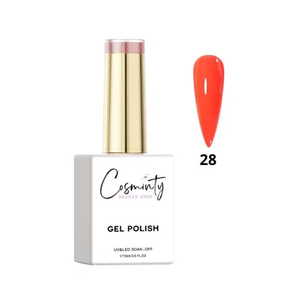 Flacon de vernis semi-permanent professionnel Cosminty, haute pigmentation et tenue 3 semaines, disponible en livraison rapide à La Réunion.