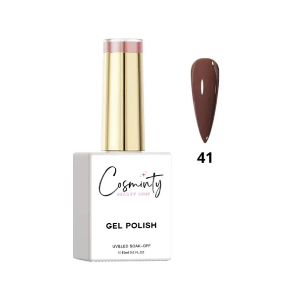 Flacon de vernis semi-permanent professionnel Cosminty, haute pigmentation et tenue 3 semaines, disponible en livraison rapide à La Réunion.