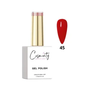 Flacon de vernis semi-permanent professionnel Cosminty, haute pigmentation et tenue 3 semaines, disponible en livraison rapide à La Réunion.