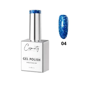 Vernis semi-permanent Glitter pailleté collection Cosminty, haute brillance et couvrance maximale, exclusivité onglerie Cosminty La Réunion.