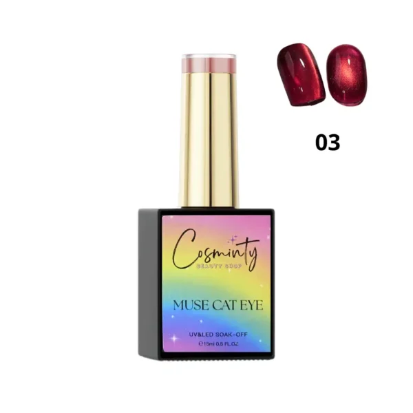 Vernis semi-permanent Muse Cat Eye 15ml, reflets magnétiques et paillettes intenses, expert onglerie Cosminty La Réunion