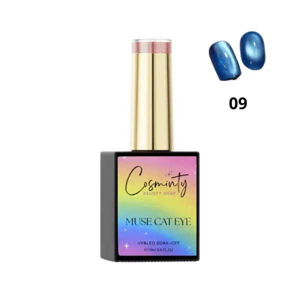 Vernis semi-permanent Muse Cat Eye 15ml, reflets magnétiques et paillettes intenses, expert onglerie Cosminty La Réunion