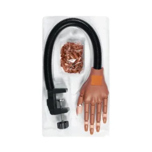 Main d'entraînement articulée professionnelle pour prothésiste ongulaire avec système de fixation de table et ongles détachables - Matériel d'onglerie Cosminty La Réunion.