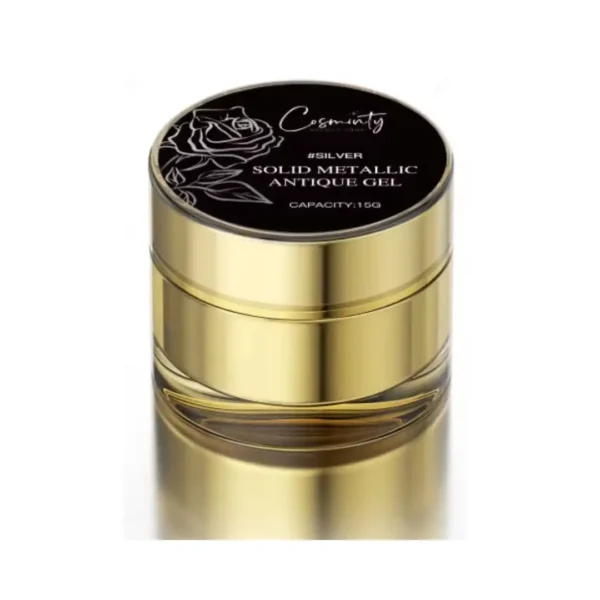 Pot de gel de modelage 3D pour nail art couleur argent brillant avec texture épaisse