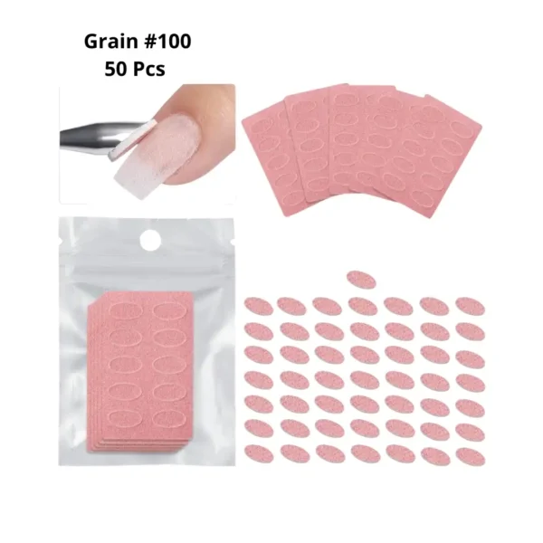 Lot d'autocollants abrasifs jetables pour repousse-cuticules, patchs de ponçage de précision pour préparation d'ongle professionnelle, Cosminty La Réunion.