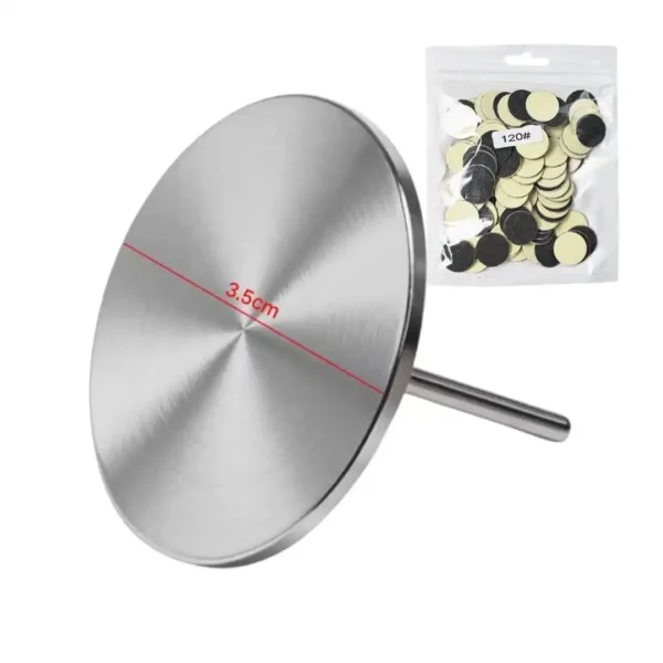 Pack pro Cosminty : embout Podo Disque géant format 3,5 cm en acier inoxydable avec boîte de 100 recharges de disques abrasifs pour pédicure à la ponceuse, spécialiste onglerie La Réunion.
