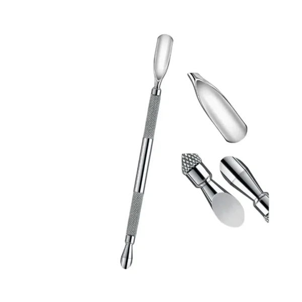 Repousse-cuticules professionnel en acier inoxydable à double extrémité, outil de manucure pour préparation d'ongle, matériel Cosminty La Réunion.