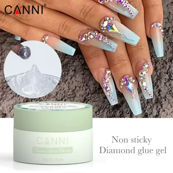 Pot de colle strass professionnelle CANNI 28g Rhinestone Glue Gel pour bijoux d'ongles - Boutique Cosminty Réunion.