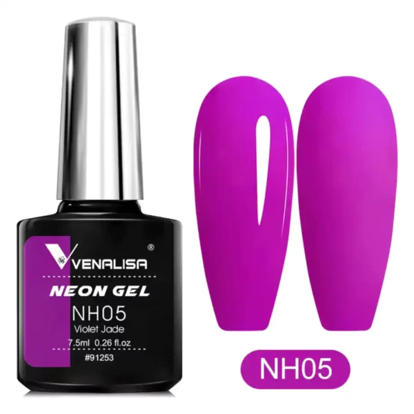 Flacon de vernis semi-permanent Venalisa Neon 7.5ml, couleur vive haute pigmentation, collection été disponible chez Cosminty Réunion.