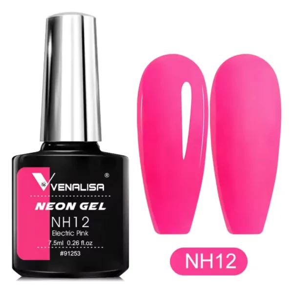 Flacon de vernis semi-permanent Venalisa Neon 7.5ml, couleur vive haute pigmentation, collection été disponible chez Cosminty Réunion.