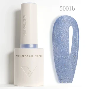 Flacon de vernis semi-permanent Venalisa Glitter 10ml, gros plan sur les paillettes brillantes haute densité, matériel de manucure professionnel disponible chez Cosminty La Réunion