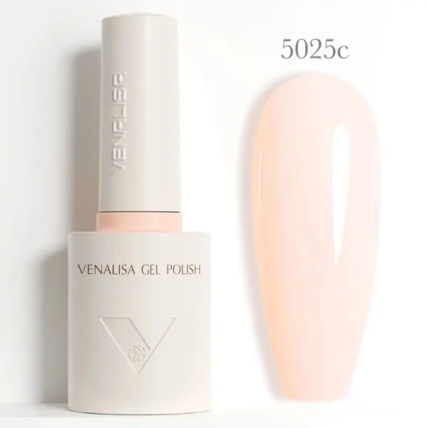 Vernis Semi Permanent 5025C COULEUR INTENSES_resultat Flacon de vernis semi-permanent Venalisa Couleurs Intenses 10ml, texture crémeuse rouge vif haute couvrance, matériel professionnel pour prothésiste ongulaire disponible chez Cosminty La Réunion.