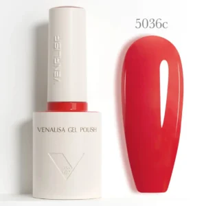Flacon de vernis semi-permanent Venalisa Couleurs Intenses 10ml, texture crémeuse rouge vif haute couvrance, matériel professionnel pour prothésiste ongulaire disponible chez Cosminty La Réunion.