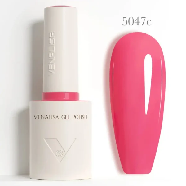 Vernis Semi Permanent 5047C COULEUR INTENSES_resultat Flacon de vernis semi-permanent Venalisa Couleurs Intenses 10ml, texture crémeuse rouge vif haute couvrance, matériel professionnel pour prothésiste ongulaire disponible chez Cosminty La Réunion.