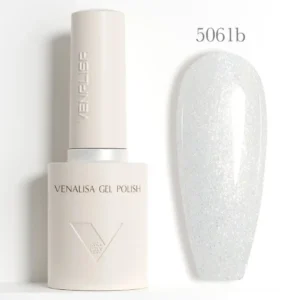 Flacon de vernis semi-permanent Venalisa Glitter 10ml, gros plan sur les paillettes brillantes haute densité, matériel de manucure professionnel disponible chez Cosminty La Réunion.