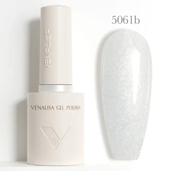 Flacon de vernis semi-permanent Venalisa Glitter 10ml, gros plan sur les paillettes brillantes haute densité, matériel de manucure professionnel disponible chez Cosminty La Réunion.