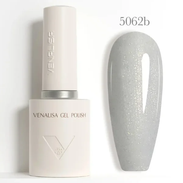 Flacon de vernis semi-permanent Venalisa Glitter 10ml, gros plan sur les paillettes brillantes haute densité, matériel de manucure professionnel disponible chez Cosminty La Réunion.