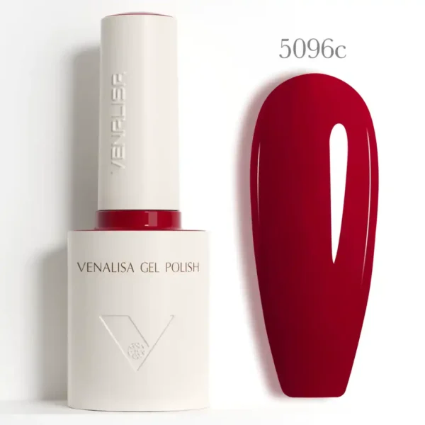 Flacon de vernis semi-permanent Venalisa Couleurs Intenses 10ml, texture crémeuse rouge vif haute couvrance, matériel professionnel pour prothésiste ongulaire disponible chez Cosminty La Réunion.