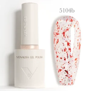 Flacon de vernis semi-permanent Venalisa Glitter 10ml, gros plan sur les paillettes brillantes haute densité, matériel de manucure professionnel disponible chez Cosminty La Réunion.