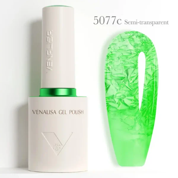 Flacon de vernis semi-permanent Venalisa Semi-Transparent 10ml, texture translucide rose nude effet vitrail pour manucure naturelle et Babyboomer, expert onglerie Cosminty La Réunion.
