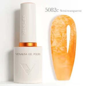 Flacon de vernis semi-permanent Venalisa Semi-Transparent 10ml, texture translucide rose nude effet vitrail pour manucure naturelle et Babyboomer, expert onglerie Cosminty La Réunion.