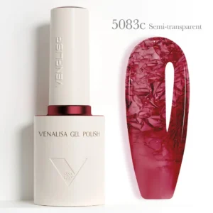 Flacon de vernis semi-permanent Venalisa Semi-Transparent 10ml, texture translucide rose nude effet vitrail pour manucure naturelle et Babyboomer, expert onglerie Cosminty La Réunion.