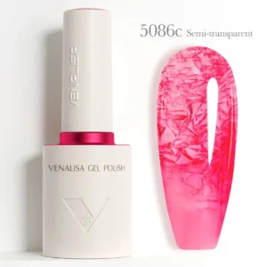 Flacon de vernis semi-permanent Venalisa Semi-Transparent 10ml, texture translucide rose nude effet vitrail pour manucure naturelle et Babyboomer, expert onglerie Cosminty La Réunion.