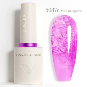 Flacon de vernis semi-permanent Venalisa Semi-Transparent 10ml, texture translucide rose nude effet vitrail pour manucure naturelle et Babyboomer, expert onglerie Cosminty La Réunion.