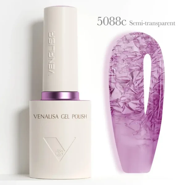 Flacon de vernis semi-permanent Venalisa Semi-Transparent 10ml, texture translucide rose nude effet vitrail pour manucure naturelle et Babyboomer, expert onglerie Cosminty La Réunion.