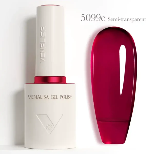 Flacon de vernis semi-permanent Venalisa Semi-Transparent 10ml, texture translucide rose nude effet vitrail pour manucure naturelle et Babyboomer, expert onglerie Cosminty La Réunion.