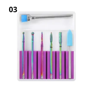 Assortiment compact de 7 embouts de ponceuse professionnels pour manucure russe et dépose, matériel Cosminty La Réunion