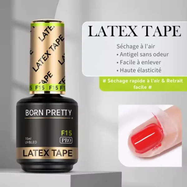 Latex Tape_resultat Flacon de barrière liquide Latex Tape F15 Born Pretty Pro pour protection des cuticules lors du Nail Art et du stamping.