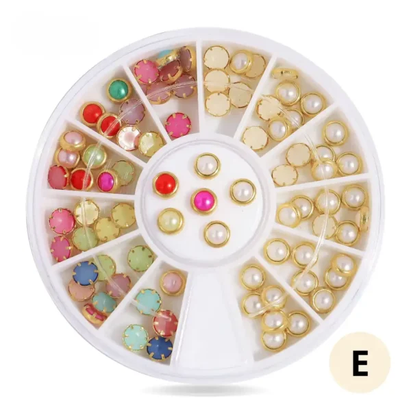 SP0001-21_resultat Roue de strass colorés pour ongles, 12 compartiments de cristaux brillants pour manucure créative.