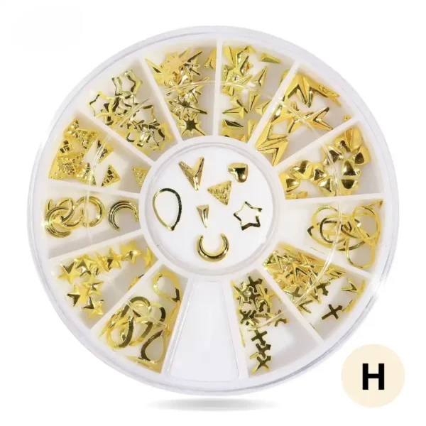 Roue de strass colorés pour ongles, 12 compartiments de cristaux brillants pour manucure créative.
