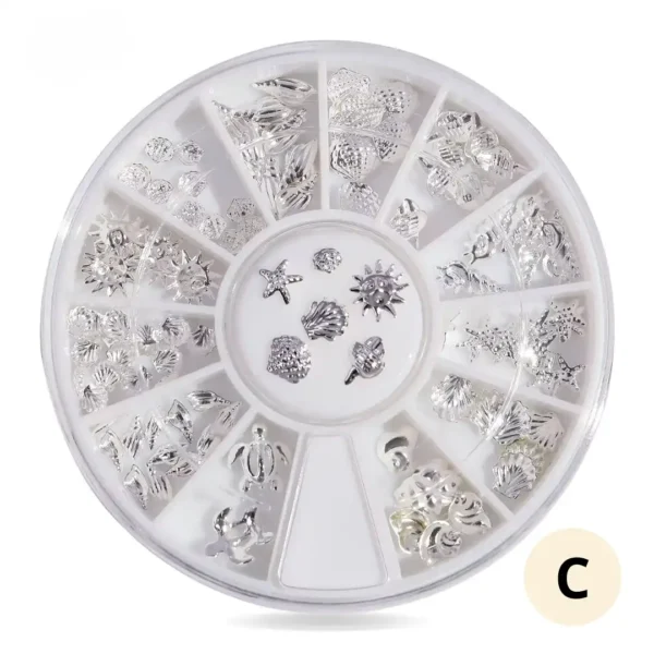 SP0270_resultat Roue de strass colorés pour ongles, 12 compartiments de cristaux brillants pour manucure créative.