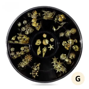Roue de strass colorés pour ongles, 12 compartiments de cristaux brillants pour manucure créative.
