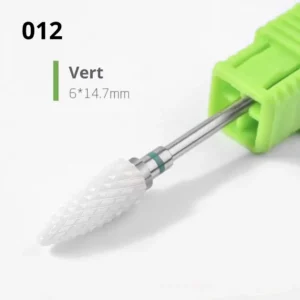 Embout de ponceuse individuel TC02-C en céramique blanche grain vert coarse pour dépose de gel, matériel Cosminty La Réunion.